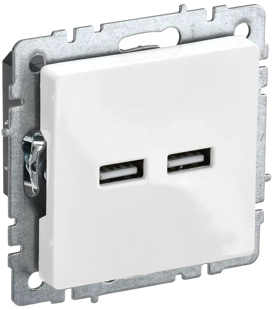 BRITE Розетка USB A+A 5В 3,1А РЮ10-1-БрБ белый ИЭК