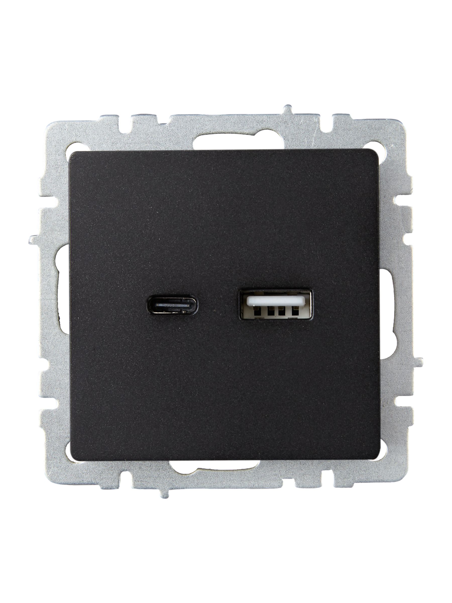 BRITE Розетка USB A+C 18Вт РЮ11-1-БрЧ черный ИЭК
