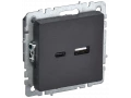 BRITE Розетка USB A+C 18Вт РЮ11-1-БрЧ черный ИЭК