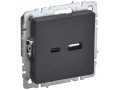 BRITE Розетка USB A+C 18Вт РЮ11-1-БрЧ черный ИЭК