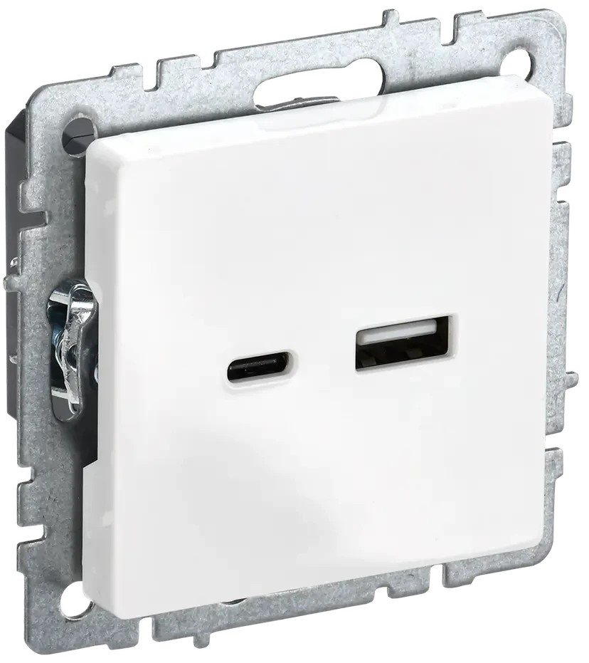 BRITE Розетка USB A+C 18Вт РЮ11-1-БрБ белый ИЭК