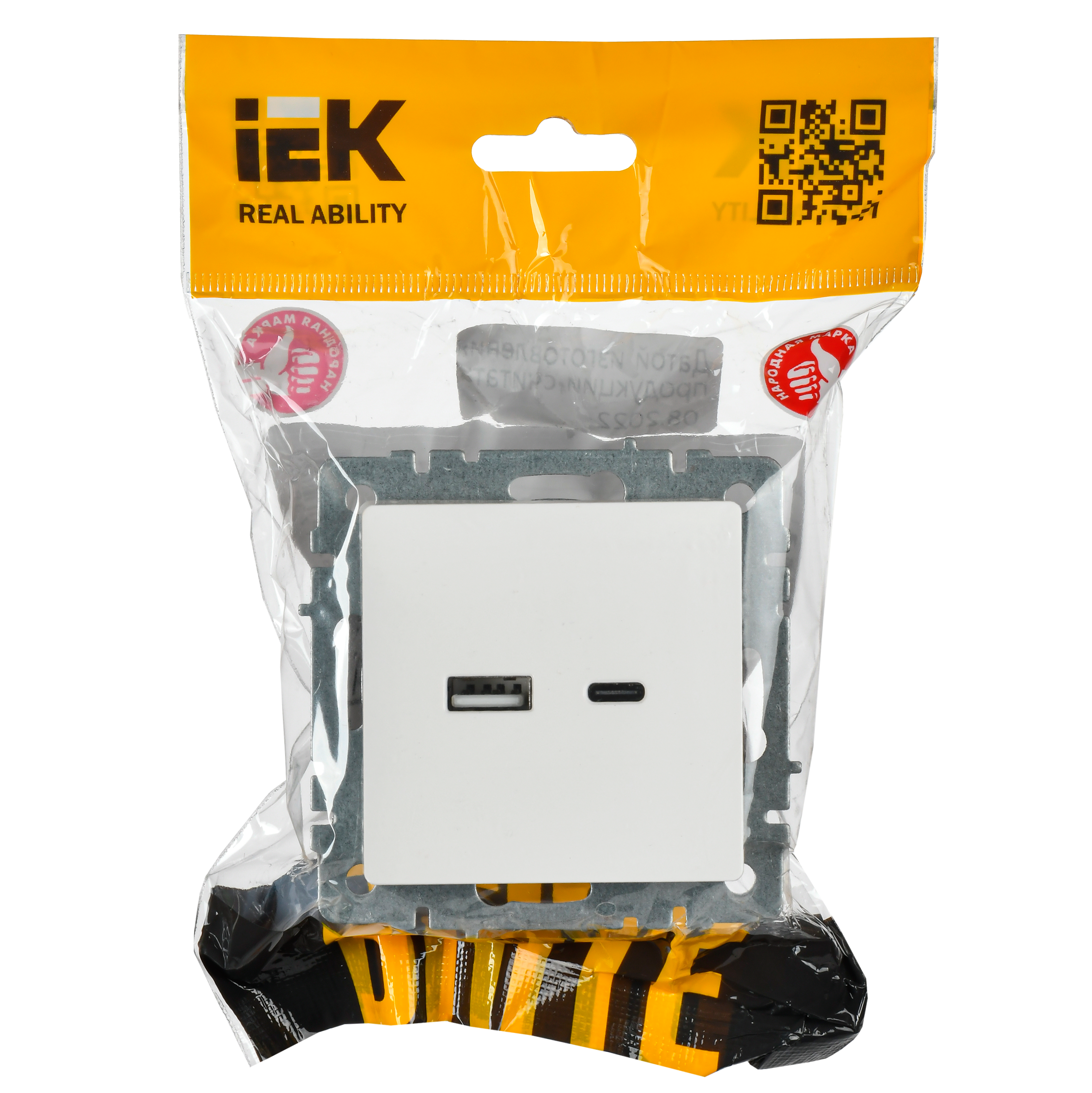 BRITE Розетка USB A+C 18Вт РЮ11-1-БрБ белый ИЭК
