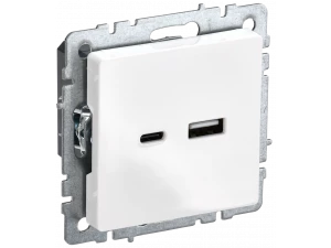 BRITE Розетка USB A+C 18Вт РЮ11-1-БрБ белый ИЭК