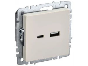 BRITE Розетка USB A+C 18Вт РЮ11-1-БрКр бежевый ИЭК
