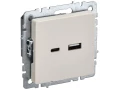 BRITE Розетка USB A+C 18Вт РЮ11-1-БрКр бежевый ИЭК