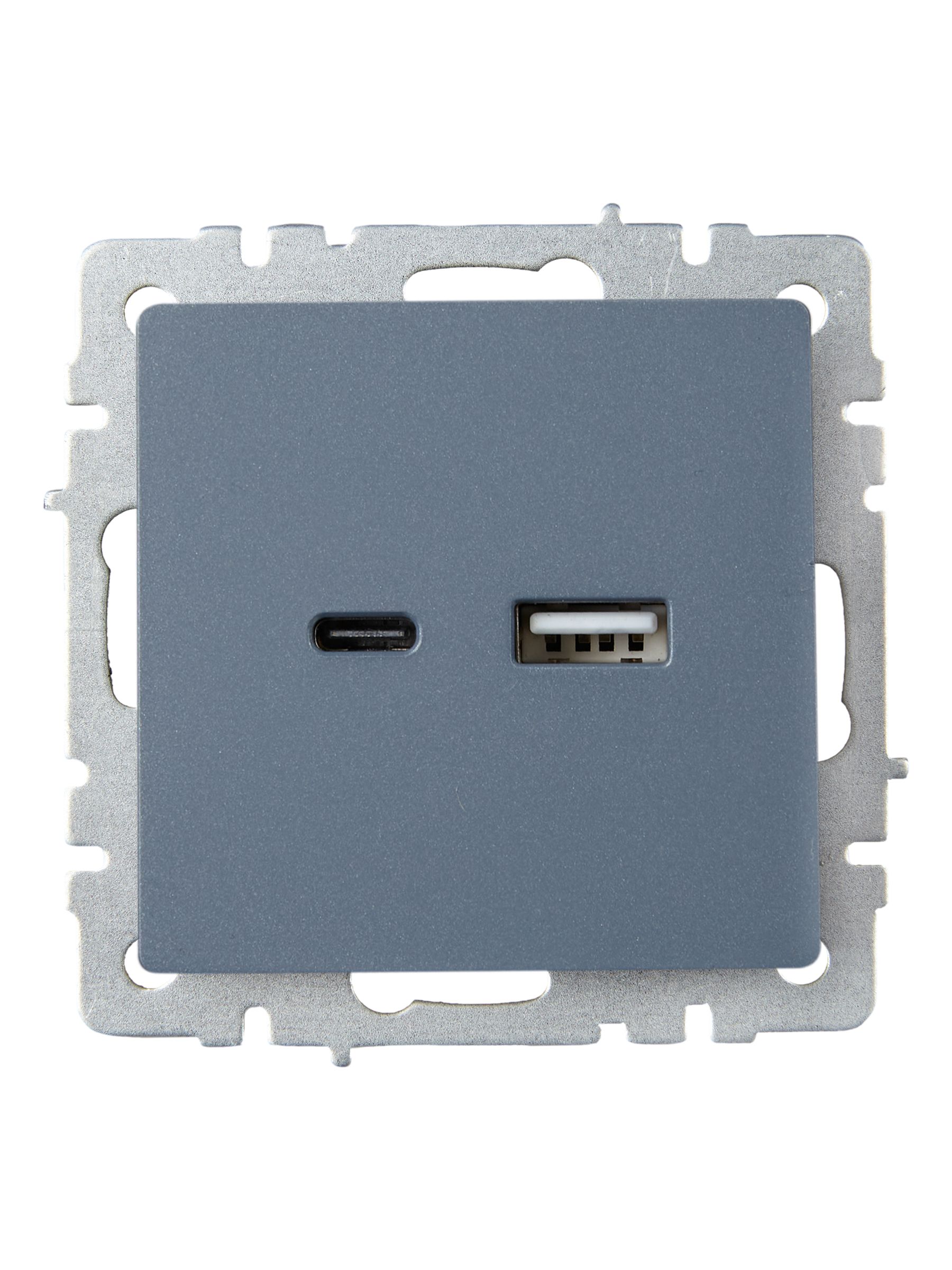 BRITE Розетка USB A+C 18Вт РЮ11-1-БрМ маренго ИЭК