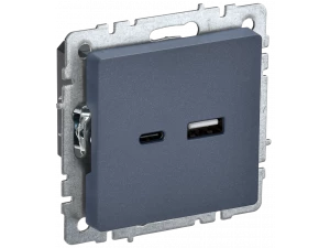 BRITE Розетка USB A+C 18Вт РЮ11-1-БрМ маренго ИЭК