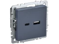 BRITE Розетка USB A+C 18Вт РЮ11-1-БрМ маренго ИЭК