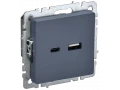 BRITE Розетка USB A+C 18Вт РЮ11-1-БрМ маренго ИЭК