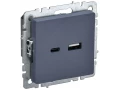 BRITE Розетка USB A+C 18Вт РЮ11-1-БрМ маренго ИЭК