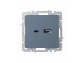 BRITE Розетка USB A+C 18Вт РЮ11-1-БрМ маренго ИЭК