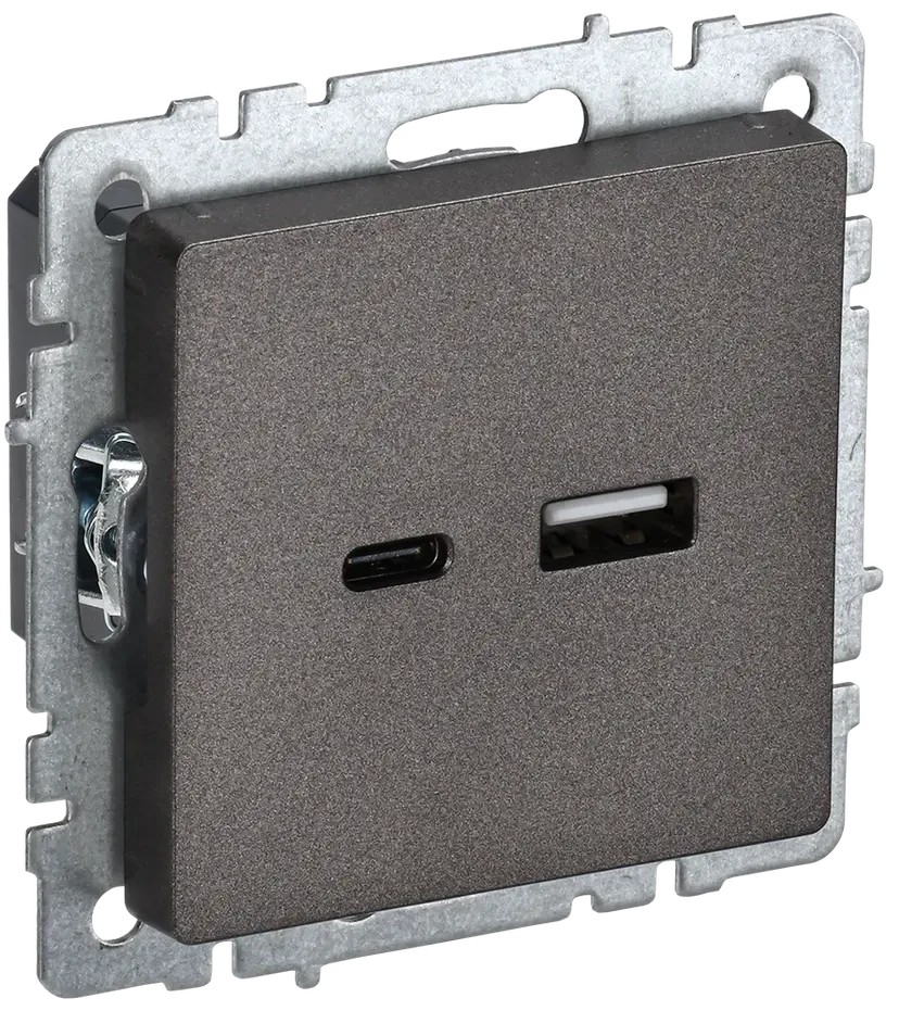 BRITE Розетка USB A+C 18Вт РЮ11-1-БрТБ темная бронза ИЭК