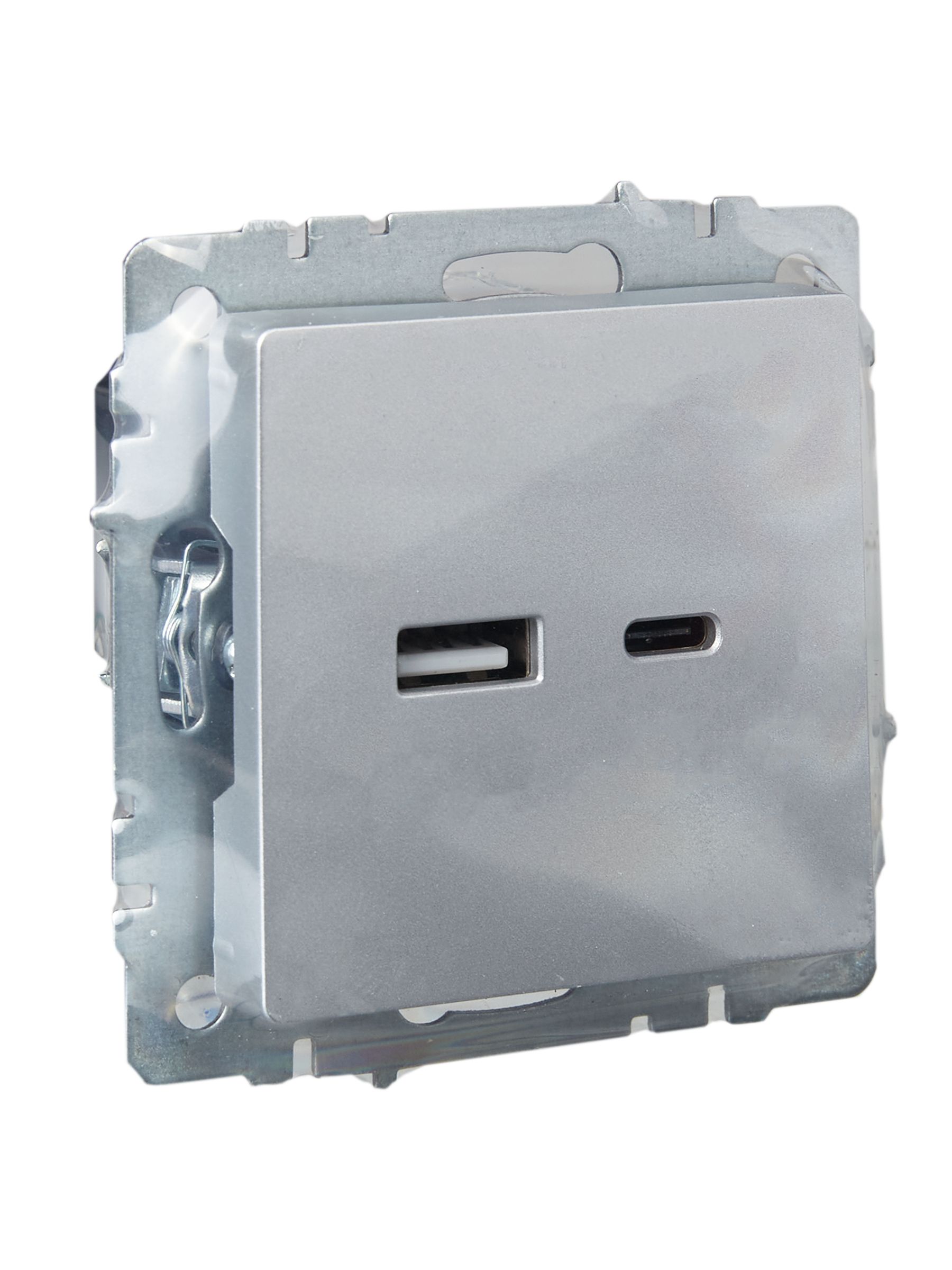 BRITE Розетка USB A+C 18Вт РЮ11-1-БрА алюминий ИЭК