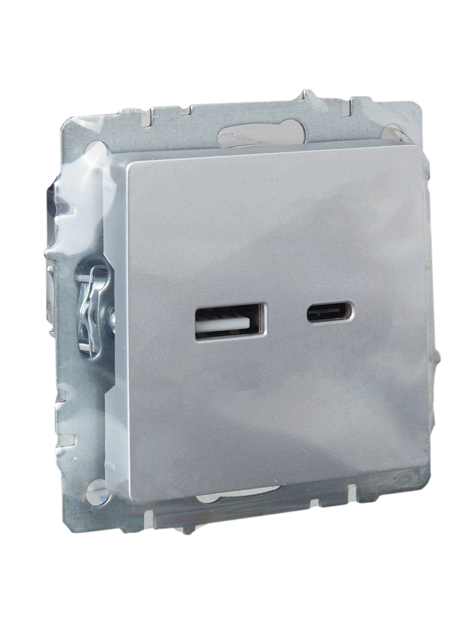 BRITE Розетка USB A+C 18Вт РЮ11-1-БрА алюминий ИЭК
