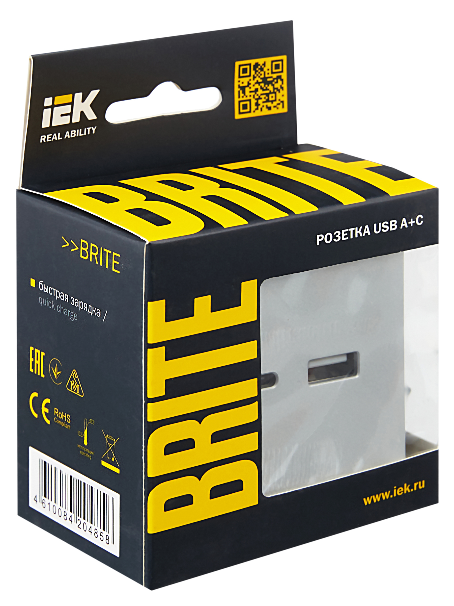 BRITE Розетка USB A+C 18Вт РЮ11-1-БрА алюминий ИЭК