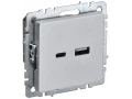 BRITE Розетка USB A+C 18Вт РЮ11-1-БрА алюминий ИЭК