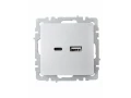 BRITE Розетка USB A+C 18Вт РЮ11-1-БрА алюминий ИЭК