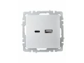 BRITE Розетка USB A+C 18Вт РЮ11-1-БрА алюминий ИЭК