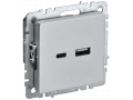 BRITE Розетка USB A+C 18Вт РЮ11-1-БрА алюминий ИЭК