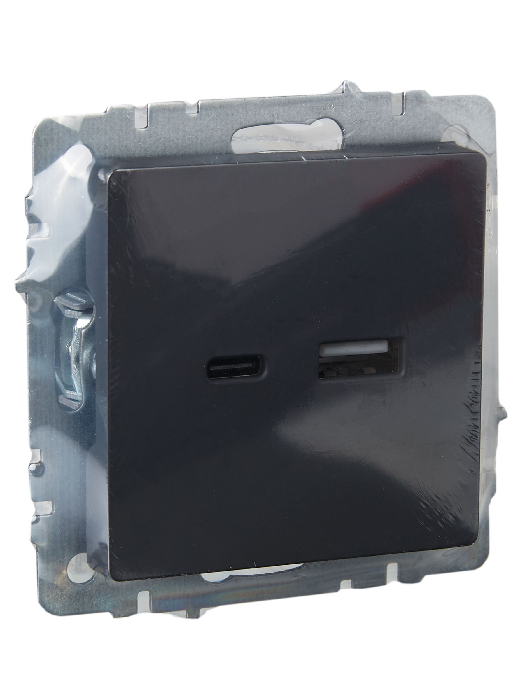 BRITE Розетка USB A+C 18Вт РЮ11-1-БрГ графит ИЭК