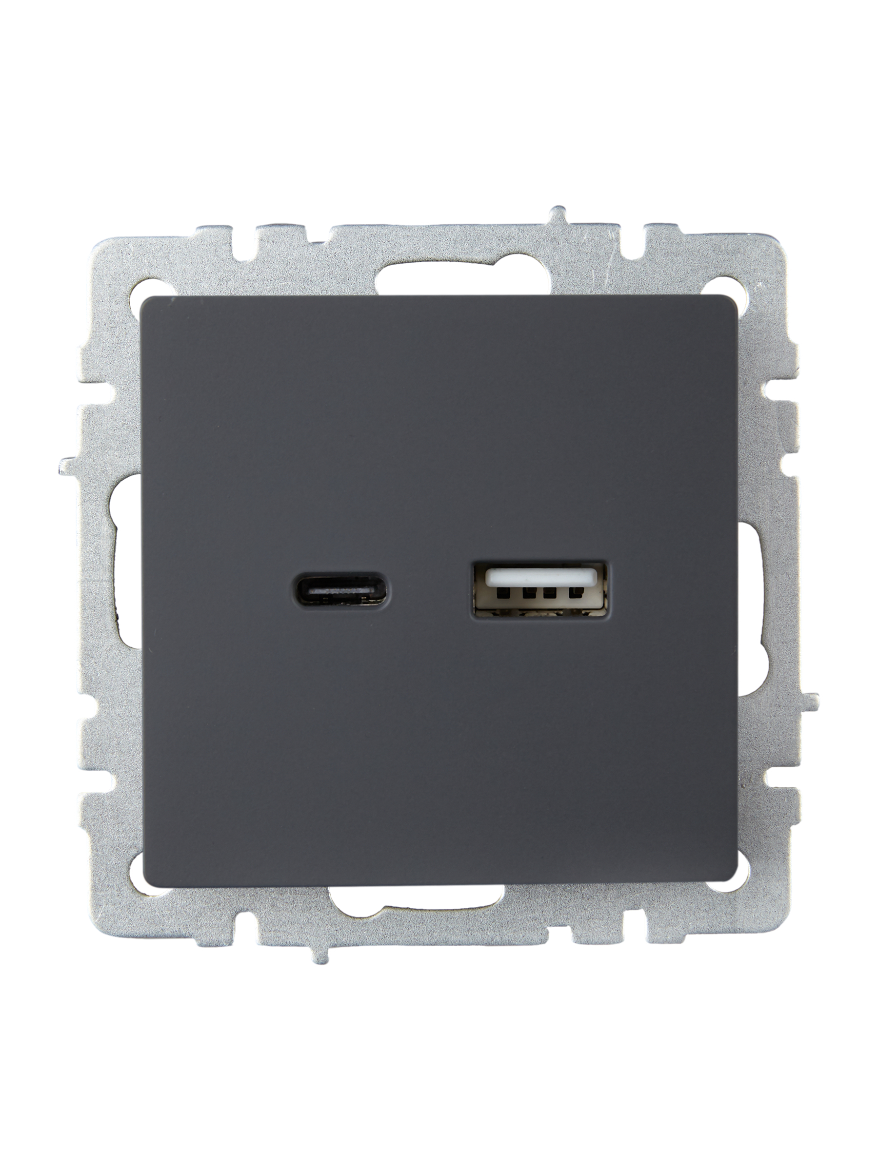 BRITE Розетка USB A+C 18Вт РЮ11-1-БрГ графит ИЭК