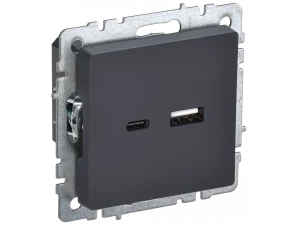 BRITE Розетка USB A+C 18Вт РЮ11-1-БрГ графит ИЭК