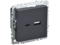 BRITE Розетка USB A+C 18Вт РЮ11-1-БрГ графит ИЭК