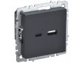 BRITE Розетка USB A+C 18Вт РЮ11-1-БрГ графит ИЭК