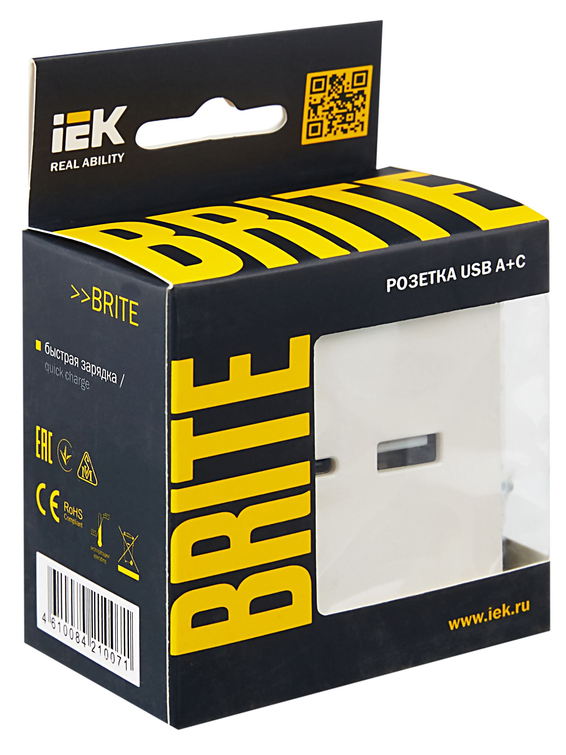 BRITE Розетка USB A+C 18Вт РЮ11-1-БрЖ жемчуг ИЭК