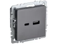 BRITE Розетка USB A+C 18Вт РЮ11-1-БрС сталь ИЭК