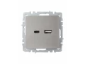 BRITE Розетка USB A+C 18Вт РЮ11-1-БрС сталь ИЭК