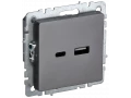 BRITE Розетка USB A+C 18Вт РЮ11-1-БрС сталь ИЭК