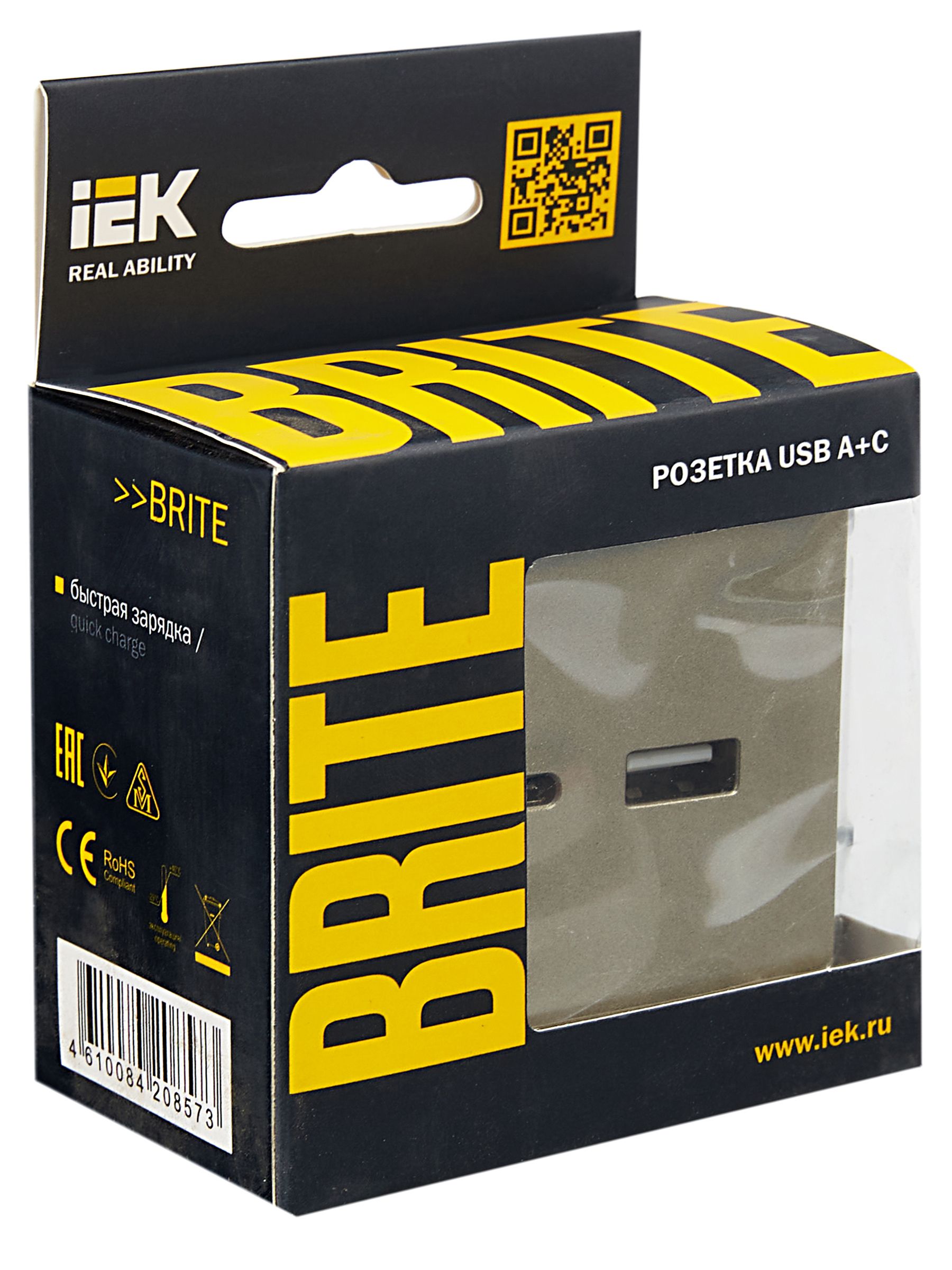 BRITE Розетка USB A+C 18Вт РЮ11-1-БрШ шампань ИЭК