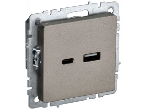 BRITE Розетка USB A+C 18Вт РЮ11-1-БрШ шампань ИЭК