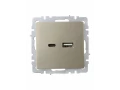 BRITE Розетка USB A+C 18Вт РЮ11-1-БрШ шампань ИЭК