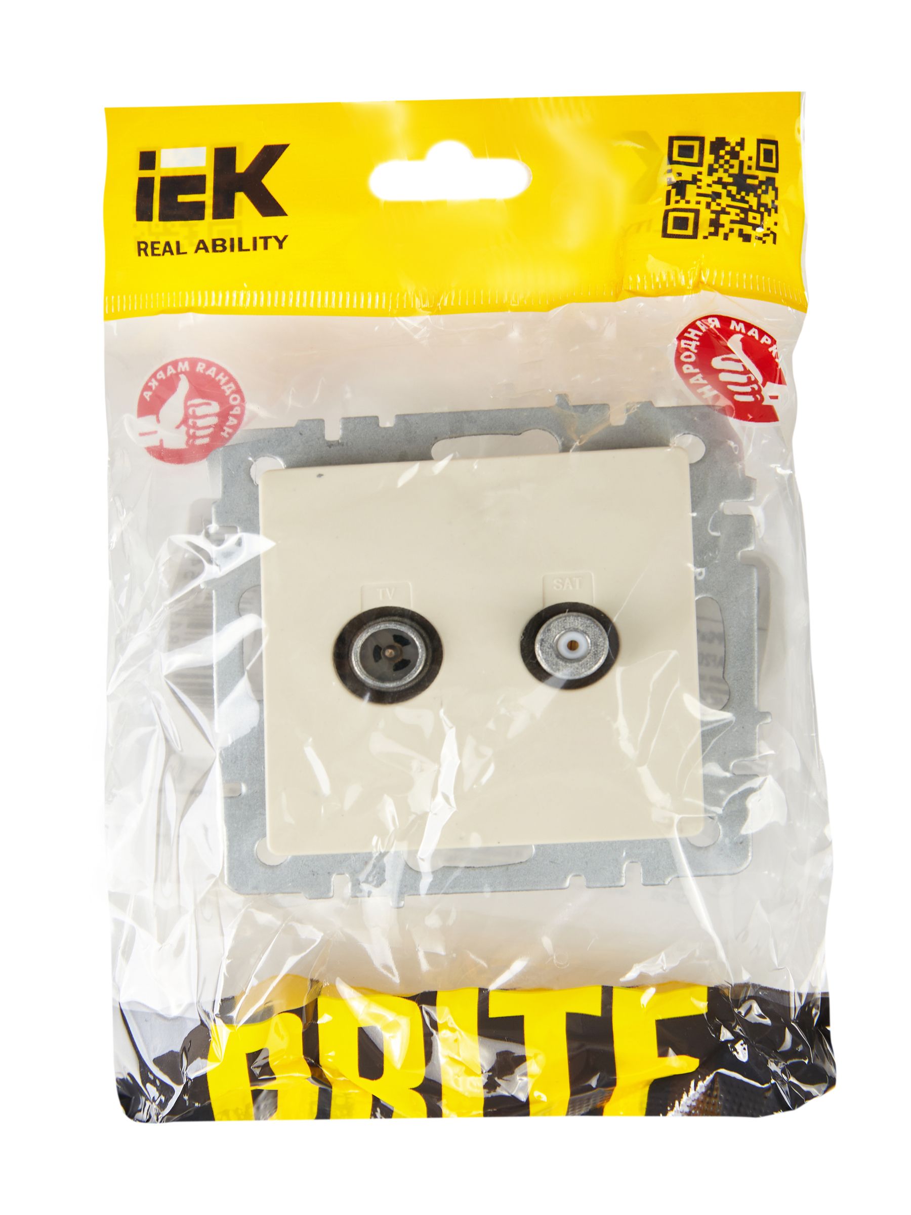 BRITE Розетка двойная TV+SAT РТВ/РСп12-БрКр бежевый ИЭК