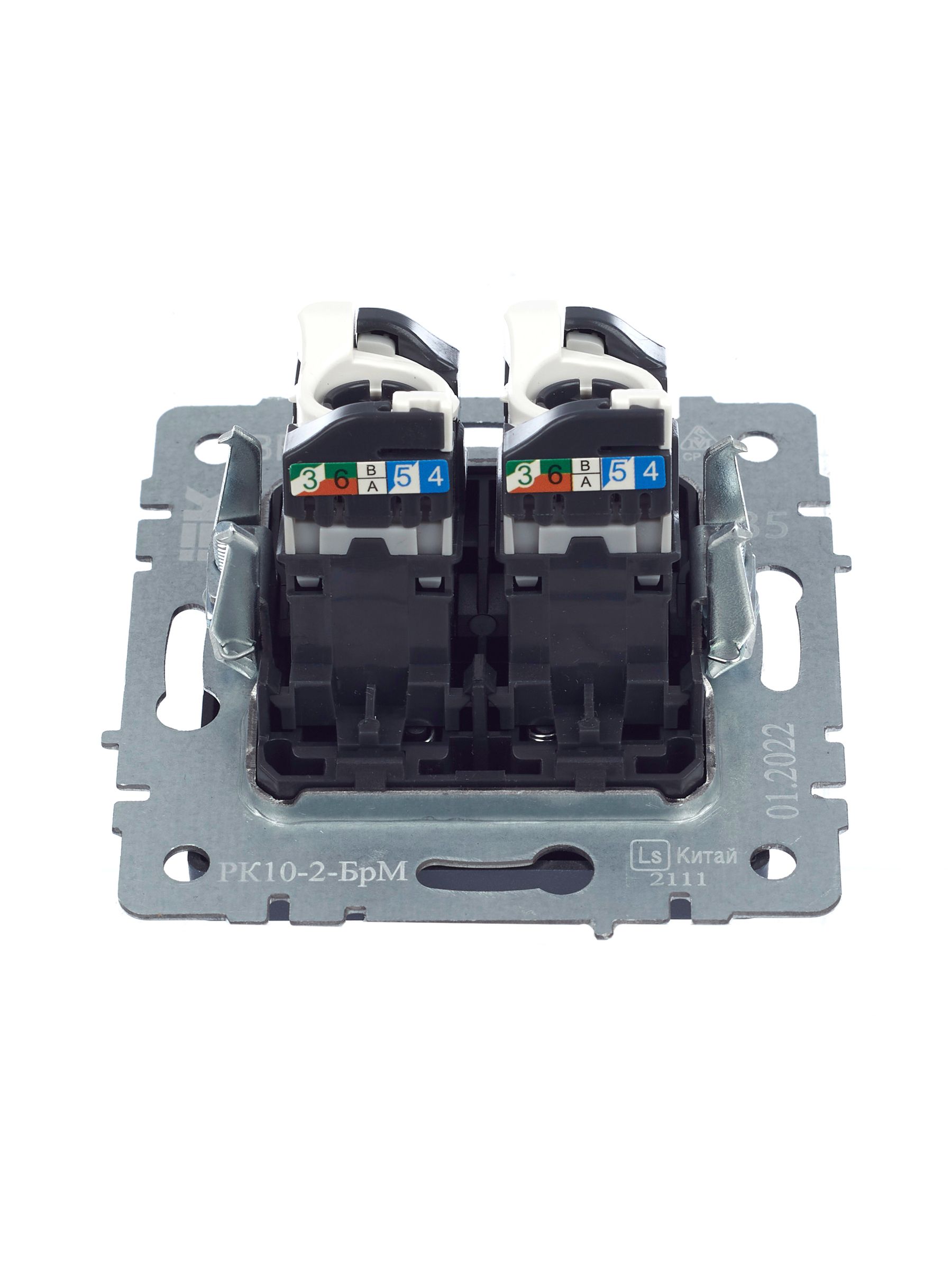 BRITE Розетка компьютерная двойная RJ45 кат.5E РК10-2-БрМ маренго ИЭК