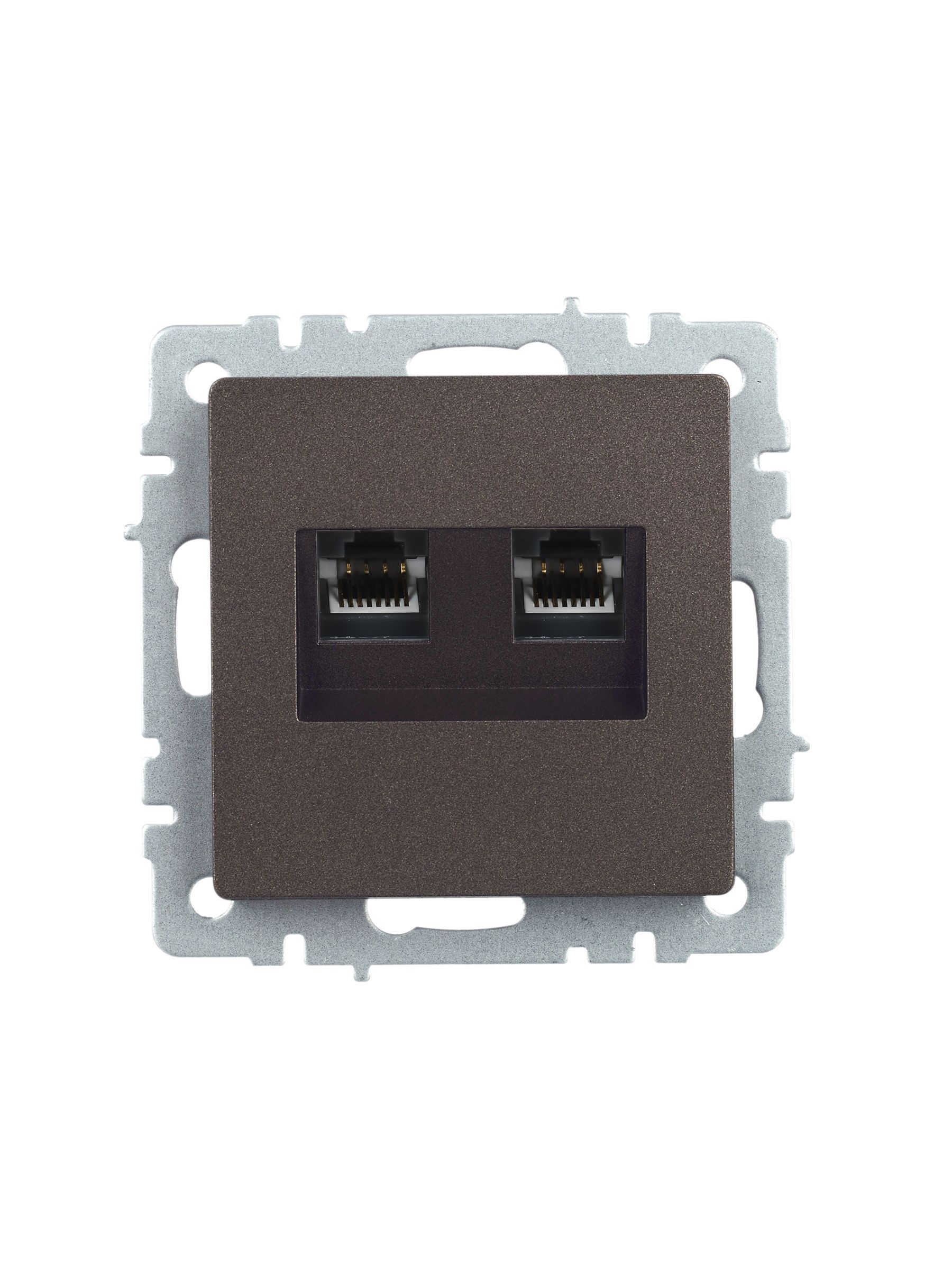 BRITE Розетка компьютерная двойная RJ45 кат.5E РК10-2-БрТБ темная бронза ИЭК
