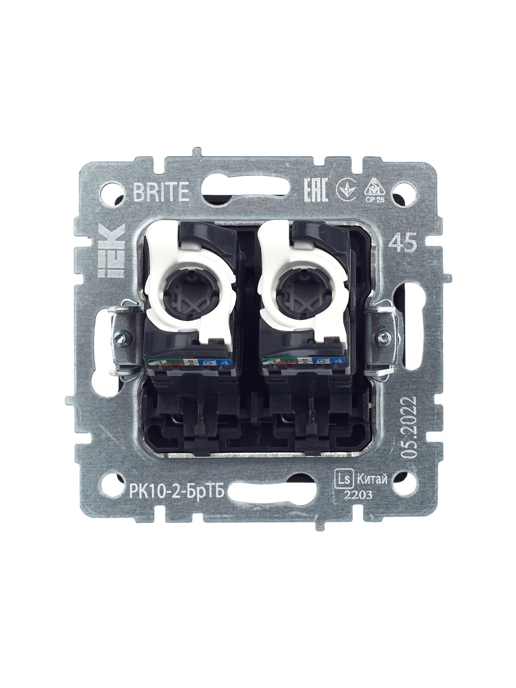 BRITE Розетка компьютерная двойная RJ45 кат.5E РК10-2-БрТБ темная бронза ИЭК