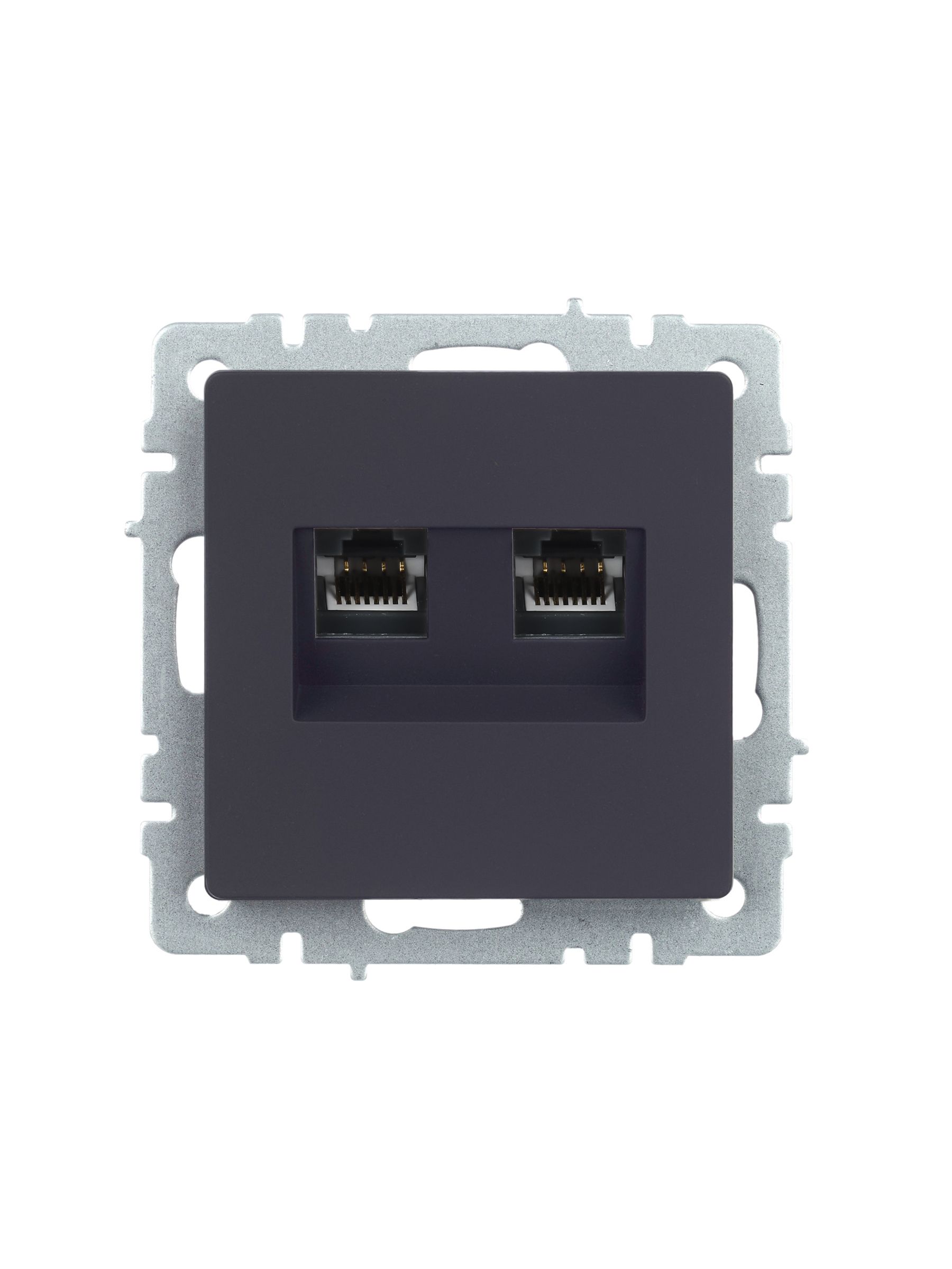 BRITE Розетка компьютерная двойная RJ45 кат.5E РК10-2-БрГ графит ИЭК