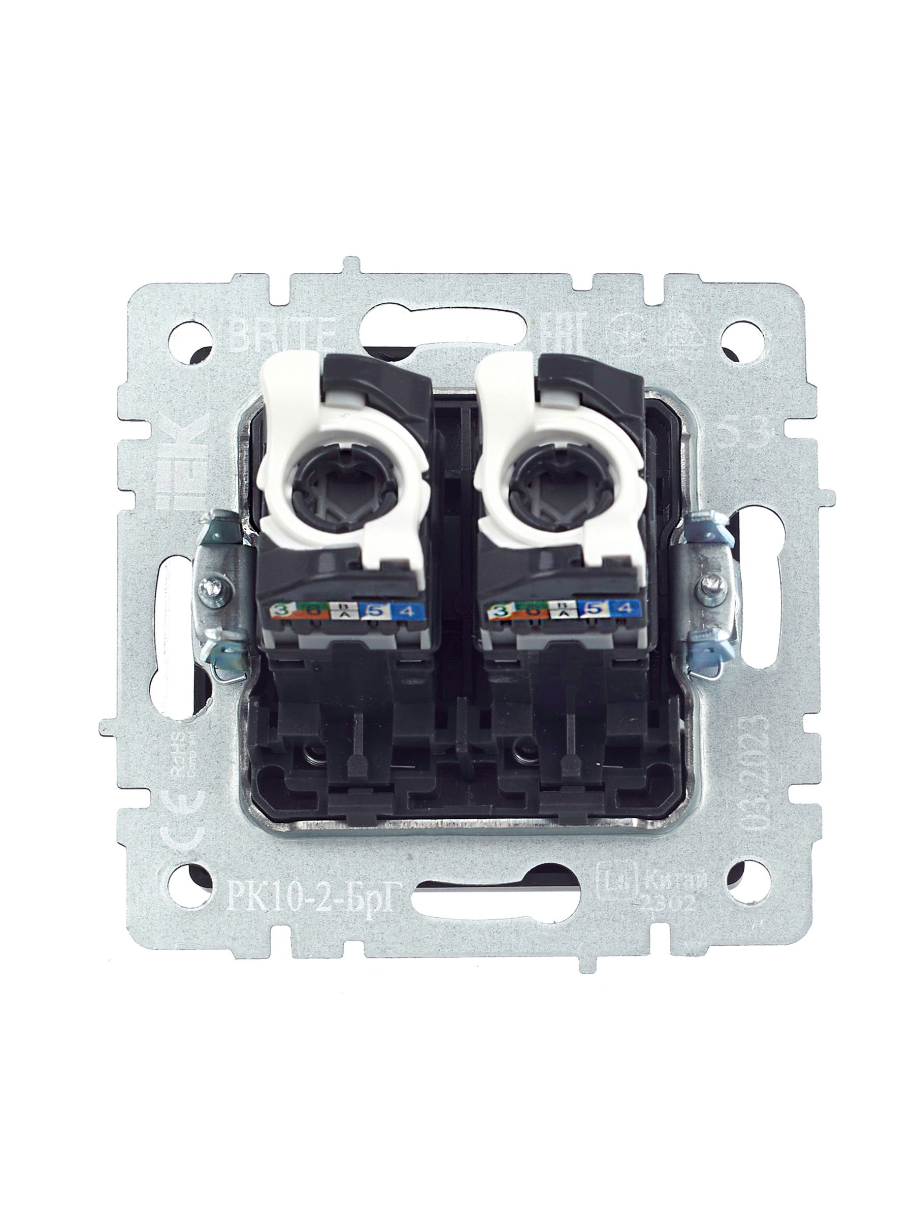 BRITE Розетка компьютерная двойная RJ45 кат.5E РК10-2-БрГ графит ИЭК