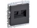 BRITE Розетка компьютерная двойная RJ45 кат.5E РК10-2-БрГ графит ИЭК