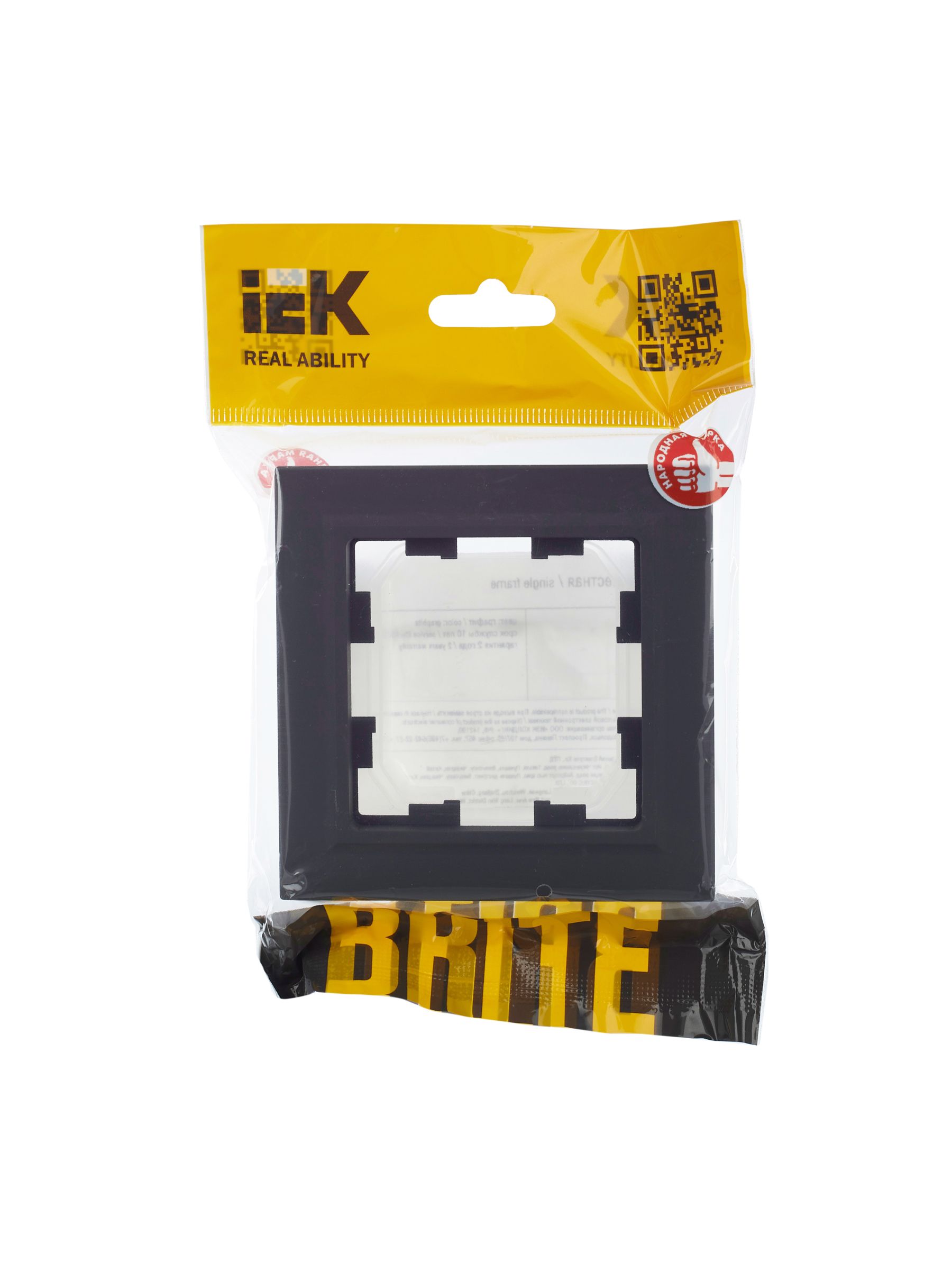 BRITE Рамка 1-местная IP44 РУ-1-БрГ-44 графит ИЭК