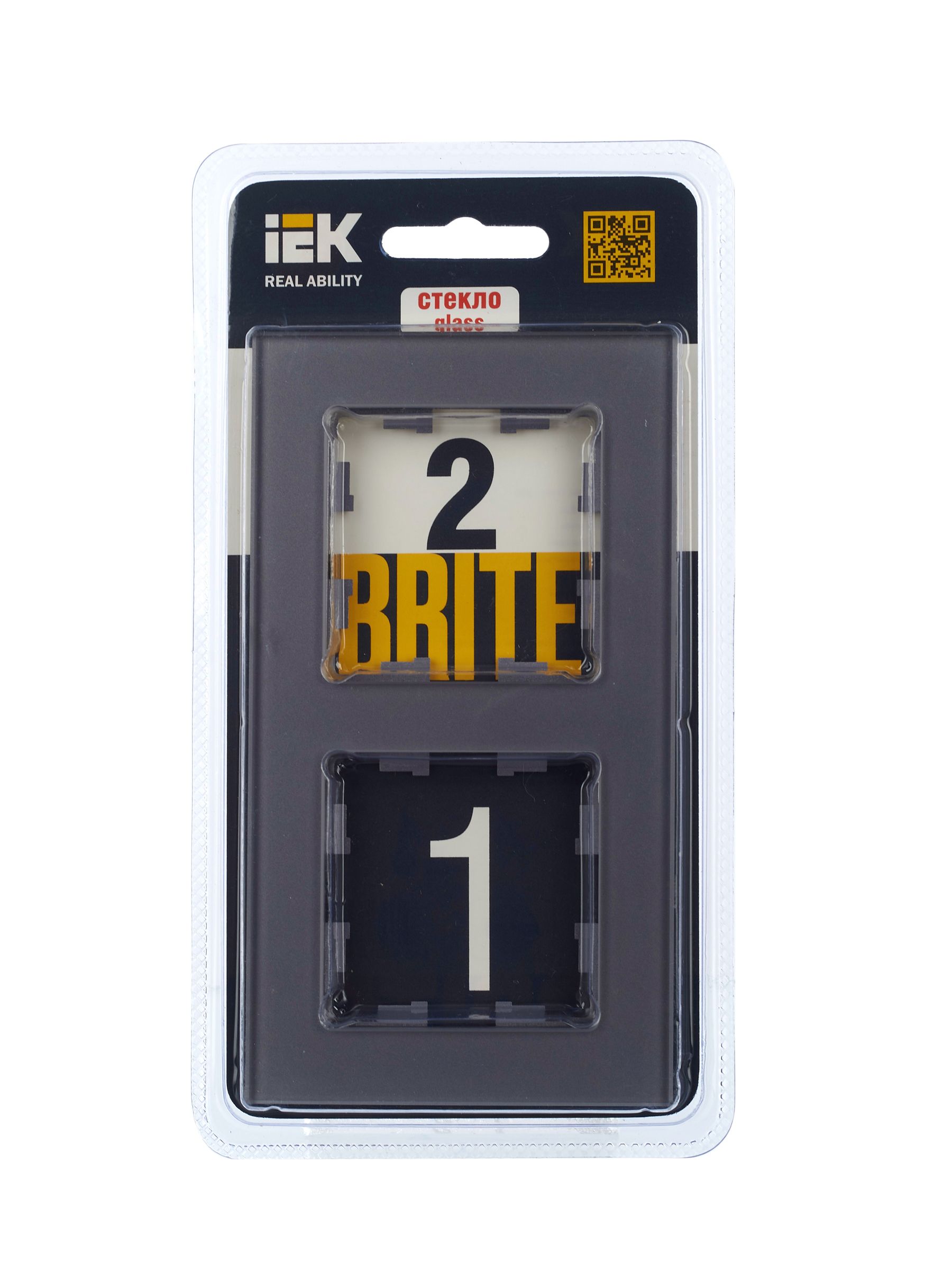 BRITE Рамка 2 -местная РУ-2-2-БрСе стекло серый ИЭК