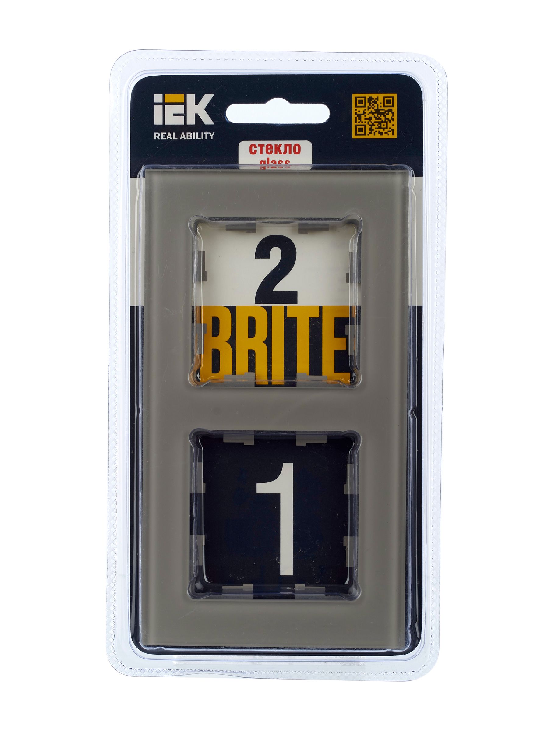 BRITE Рамка 2 -местная РУ-2-2-БрД стекло дымчатый ИЭК