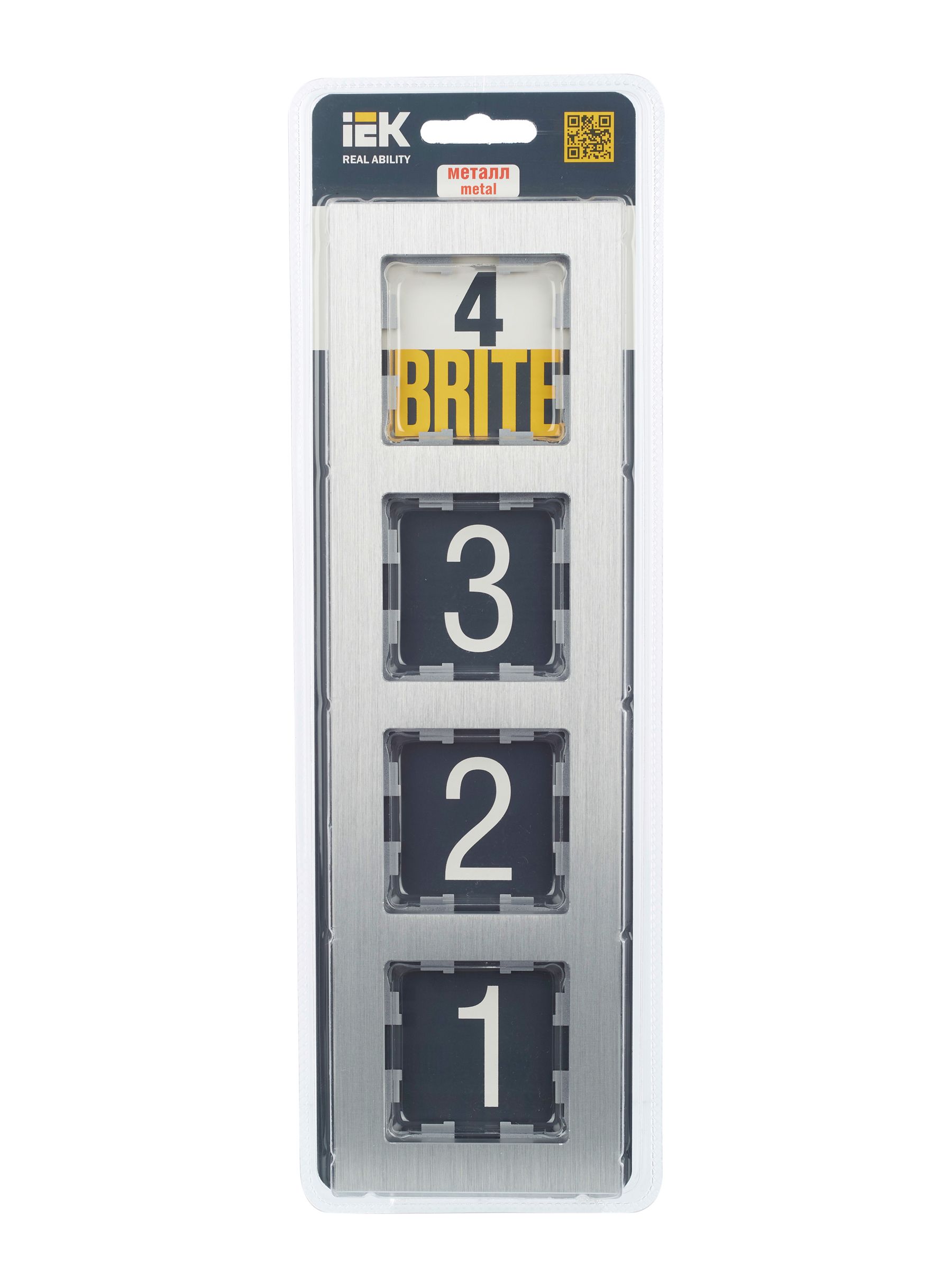 BRITE Рамка 4 -местная РУ-4-1-БрА металл алюминий ИЭК