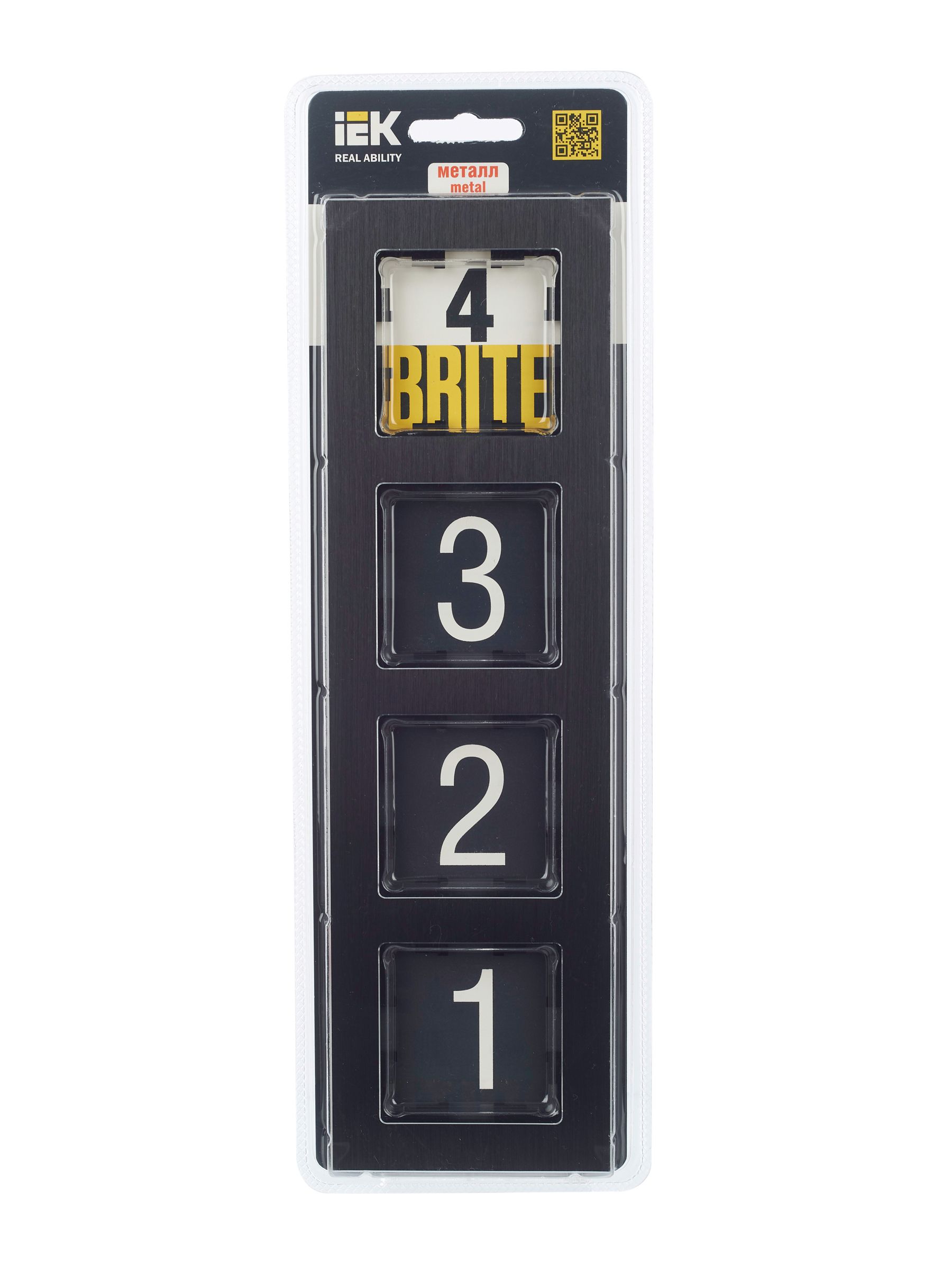BRITE Рамка 4 -местная РУ-4-1-БрЧ металл черный ИЭК
