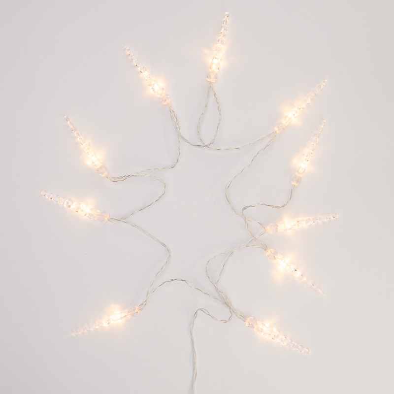 Гирлянда светодиодная Сосульки 1,5 м, 10 LED, прозрачный ПВХ, цвет свечения теплый белый, 2 х АА (батарейки не в комплекте) NEON-NIGHT