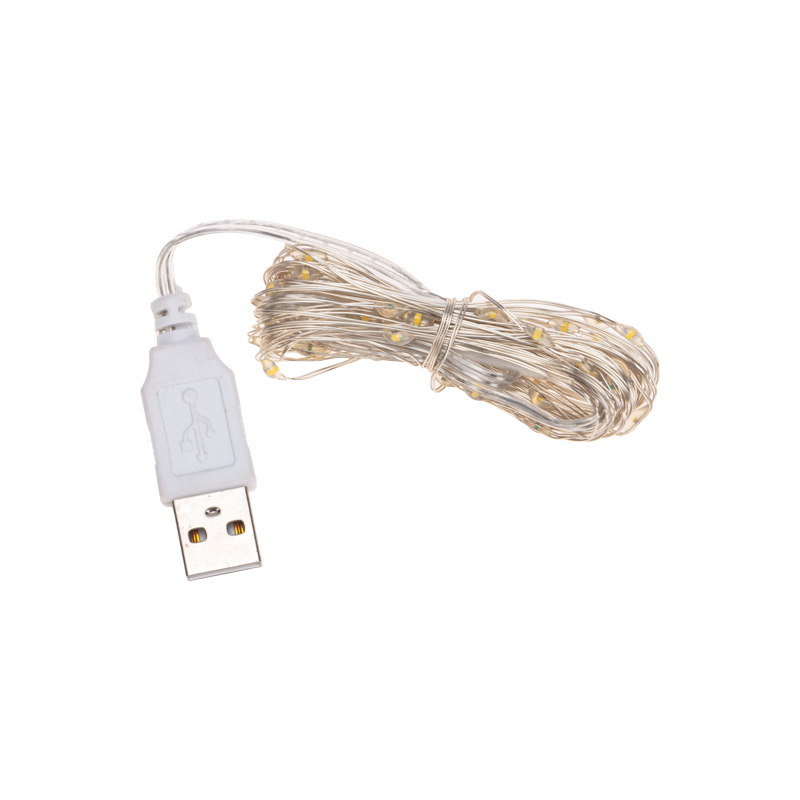 Гирлянда Роса 5 м, 50 LED, USB, теплое белое свечение NEON-NIGHT