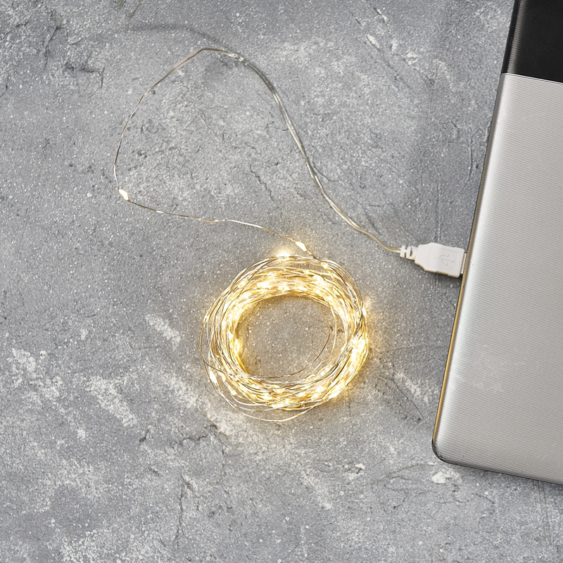Гирлянда Роса 5 м, 50 LED, USB, теплое белое свечение NEON-NIGHT